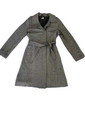 Vintage Old Navy Grey Herringbone Belted Trench Coat Size Medium